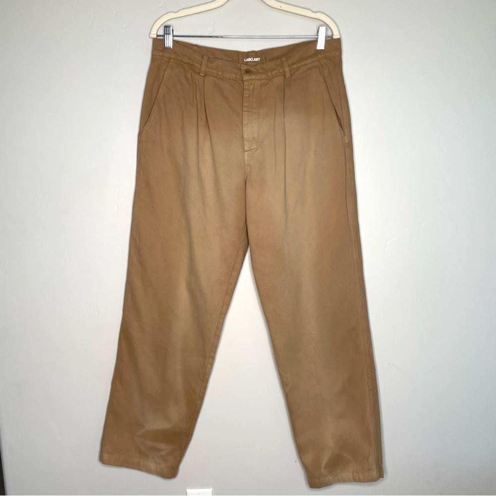 Labo.Art Pleated Chino‎ Pants Size 34 Tan Khaki